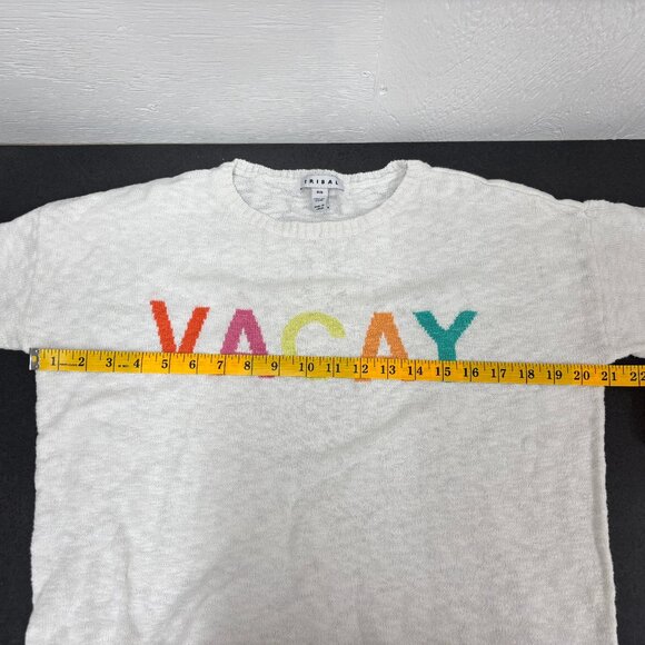 Tribal Women’s “VACAY” Sweater Sz Small Colorful Lightweight Vacation - Picture 8 of 11